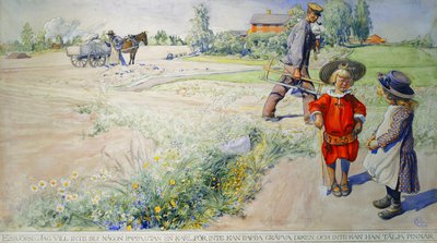 Esbjorn en het boerenmeisje; Esbjorn och Bondflickan, 1904 door Carl Larsson