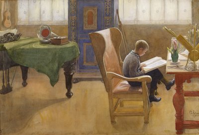 Esbjorn in de Studieruimte, 1912 door Carl Larsson