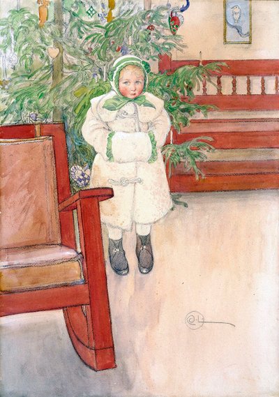 Meisje en schommelstoel, 1907 door Carl Larsson
