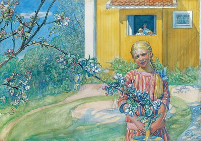 Meisje met appelbloesem, 1914 door Carl Larsson