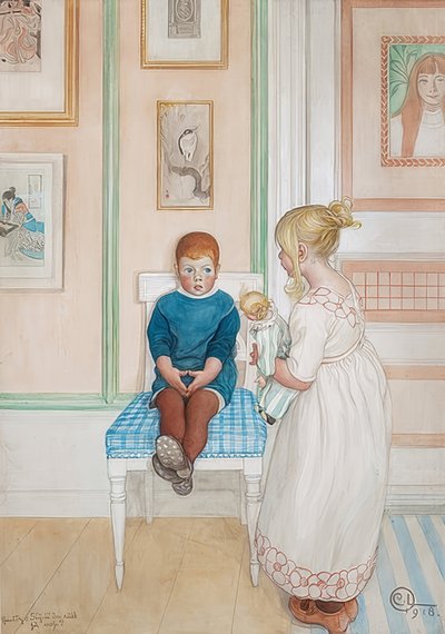 Ben je bang voor mij? 1918 door Carl Larsson