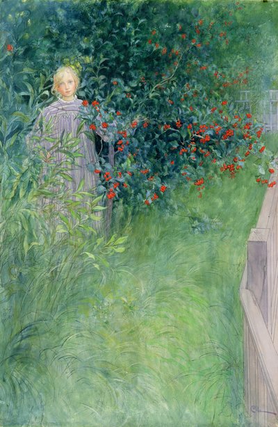 In de meidoornhaag door Carl Larsson