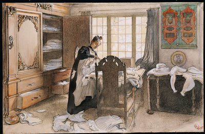 Karin bij de Linnenkast door Carl Larsson