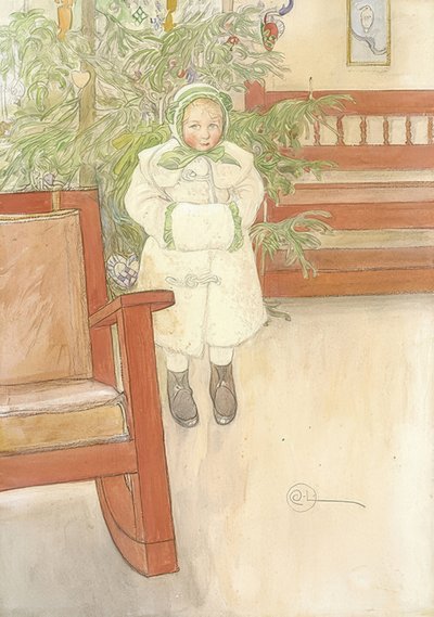 Meisje en schommelstoel door Carl Larsson