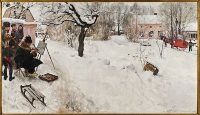 Open-Air Painter. Wintermotief uit Åsögatan 145, Stockholm door Carl Larsson