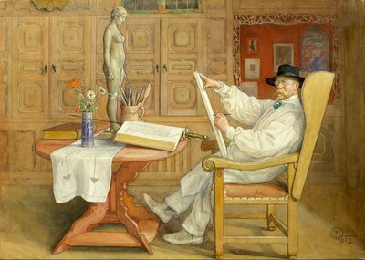 Zelfportret (In het nieuwe atelier) door Carl Larsson