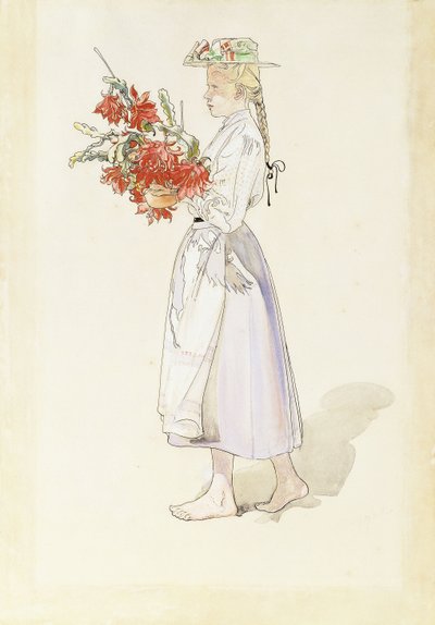 Studie voor Ute blaser sommarvind door Carl Larsson