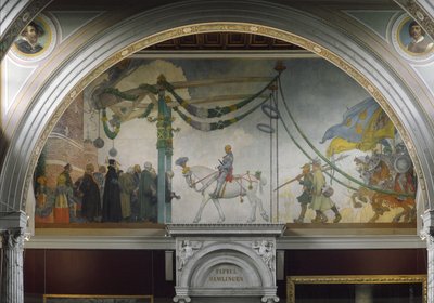 De Intocht van Koning Gustav Vasa van Zweden in Stockholm in 1523, 1908 door Carl Larsson