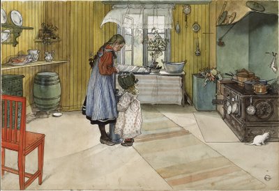 De keuken, uit de serie Een huis door Carl Larsson