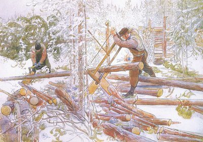 Ze werden toen in uniforme lengtes gesneden door Carl Larsson