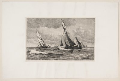 Deens: Vissersboten op zee door Carl Locher