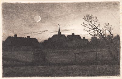 Hornbæk kerk, zomeravond door Carl Locher