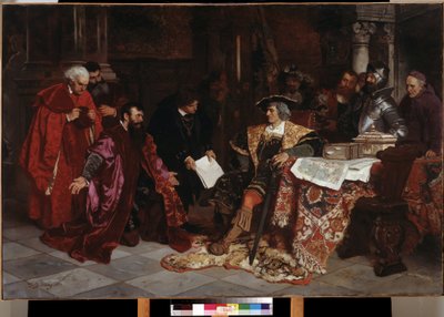 Keizer Maximiliaan I (1459-1519) ontvangt de Venetiaanse ambassadeurs in Verona door Carl Ludwig Friedrich Becker