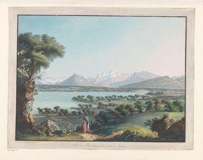 Gezicht op Genève met de Mont-Blanc in de verte door Carl Ludwig Hackert