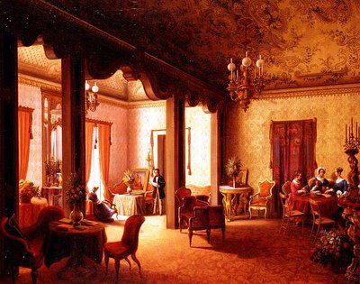 Interieur van de Salon van Tsarina Alexandra in de Villa des Herzogs Serradifalco, Palermo door Carl Ludwig Rundt