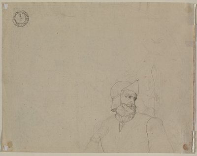 Soldaat in een landschap (verso) door Carl Ludwig Tischbein