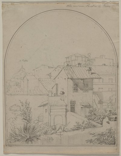 Uitzicht vanuit mijn raam in Rome (recto) door Carl Ludwig Tischbein