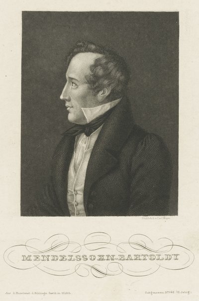 Portret van Felix Mendelssohn Bartholdy, c. 1840 door Carl Mayer