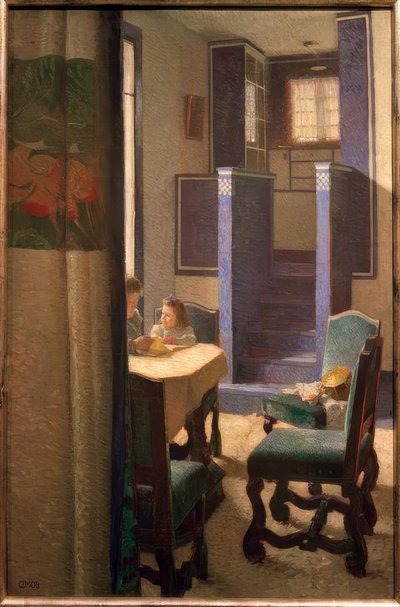 Salon in het huis op de Hohen Warte door Carl Moll