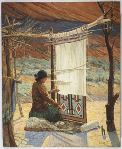 Navaho Wever, Canyon de Chelly, Navaho Reservaat door Carl Moon