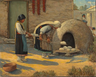 Vrouwen bakken brood door Carl Moon