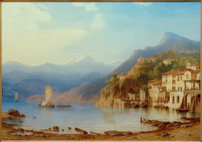 Uitzicht op Varenna aan het Comomeer door Carl Morgenstern
