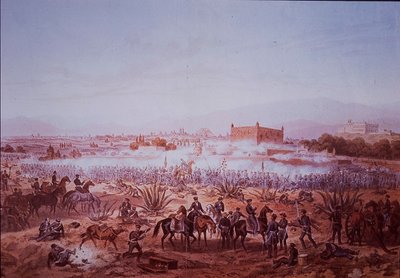 Mexicaans-Amerikaanse Oorlog (1846-48), Slag bij Molino del Rey, Amerikaanse troepen aanvallen door Carl Nebel
