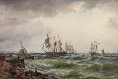 Schepen onder de kust na een bui door Carl Neumann