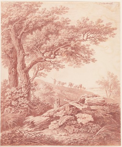 Oude Bomen in een Pastoraal Landschap door Carl Philipp Schallhas