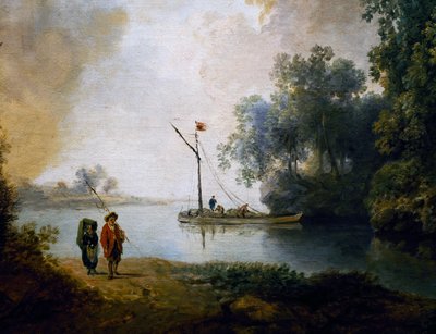 Landschap met rivier, ca. 1780 (detail) door Carl Philipp Schallhas