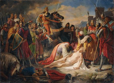 Karel I van Anjou over het lichaam van Manfred na de Slag bij Benevento op 26 februari 1266, 1838 door Carl Rahl