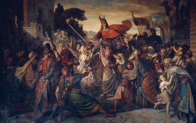 De Ontvangst van Manfred (1231–1266) bij de Saracenen in Luceria in 1254 door Carl Rahl