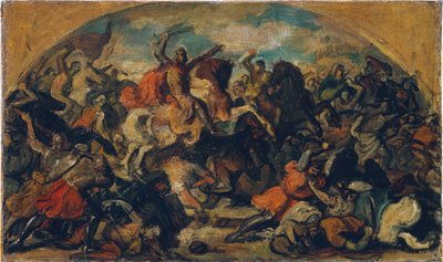 Friedrich II de Strijdbare (1219–1246) als overwinnaar van de Mongolen in de Slag bij de Leitha bij Wiener Neustadt op 15 juni 1246 door Carl Rahl