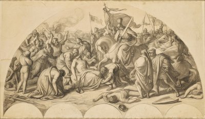 Rudolf I van Habsburg bij het lichaam van Przemysl Ottokar II van Bohemen door Carl Rahl