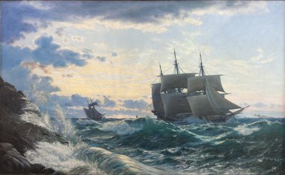 Schepen die de kust bereiken na een storm door Carl Rasmussen