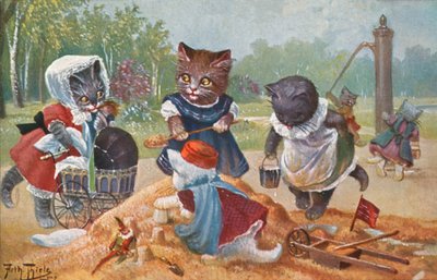 Humoristische katten ansichtkaart door Carl Robert Arthur Thiele