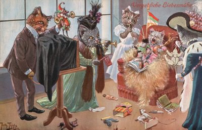 Humoristische katten ansichtkaart door Carl Robert Arthur Thiele