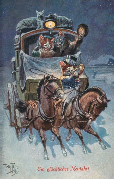 Humoristische kattenkaart door Carl Robert Arthur Thiele