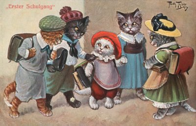 Humoristische kattenkaart door Carl Robert Arthur Thiele
