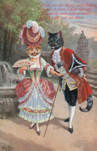Humoristische kattenkaart door Carl Robert Arthur Thiele