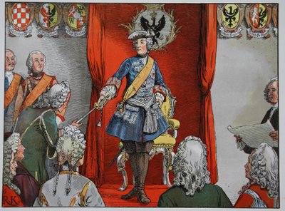 Hulde van de Silezische landgoederen, 17 november 1741 door Carl Röchling