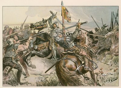 Albert Achilles in gevecht tegen Neurenberg in 1449 door Carl Rohling