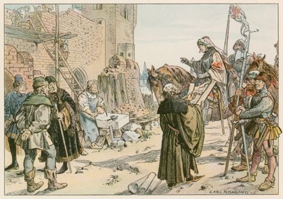 Frederik II bij het leggen van de fundamenten van het kasteel aan de rivier de Spree in 1443 door Carl Rohling