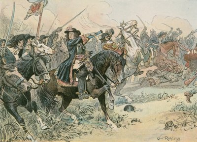 Frederik Willem, de Grote Keurvorst (1620-1688), bij de Slag om Ferhbellin in 1675 door Carl Rohling