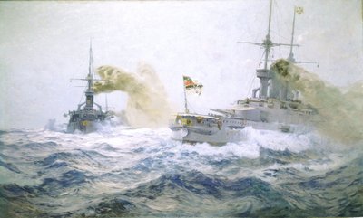 Duitse vlootmanoeuvres op volle zee, ca. 1900 door Carl Saltzmann