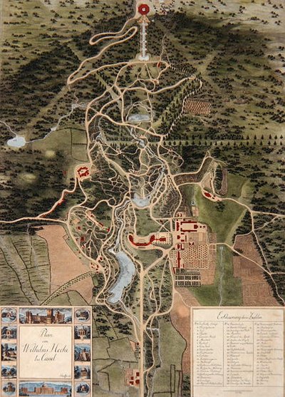 Plan van Wilhelmshöhe bij Kassel door Carl Schaeffer