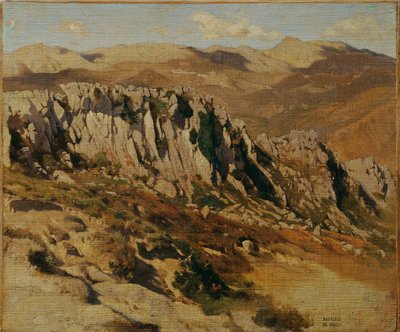 Rotslandschap bij Olevano door Carl Schuch