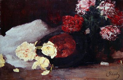 Stilleven met theerozen, ca. 1885 door Carl Schuch