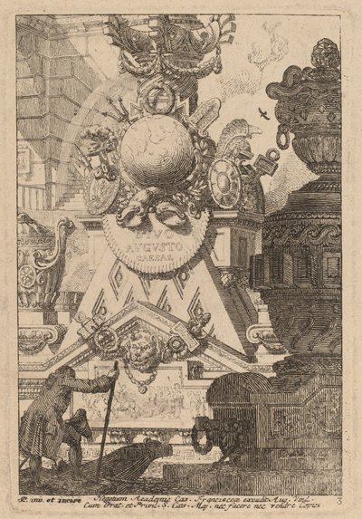 Fantasie van een antiek trofee voor Augustus door Carl Schütz