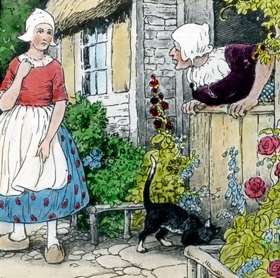 Gebroeders Grimm - Sprookjes - Vrouw Holle. Beelddatum circa 1910. Carl Simon Archief door Carl Simon